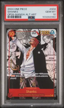 2024 ONE PIECE OP09-EMPERORS IN THE NEW WORLD MANGA ALTERNATE ART SHANKS PSA 10 - Image 1