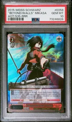 Weiss Schwarz Attack on Titan "Beyond the Walls" Mikasa Spiral 1st Print* PSA 10 - Image 2