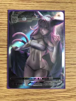 Pokemon Espeon Vmax Human Anime Waifu Sexy Doujin ACG Custom Trainer Art card - Image 1
