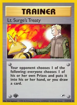 Lt. Surge's Treaty Gym Heroes Uncommon NM Pokemon 112/132 1st Edition - Image 1