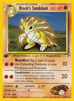 Brock's Sandslash Gym Heroes Rare NM Pokemon 023/132 1st Edition - Image 1