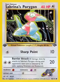 Sabrina's Porygon Gym Challenge Common NM Pokemon 098/132 1st Edition - Image 1