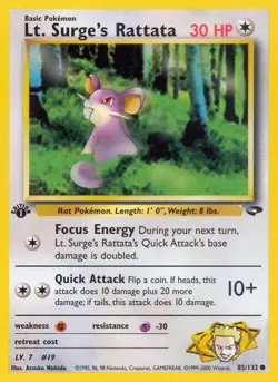 Lt. Surge's Rattata Gym Challenge Common NM Pokemon 085/132 1st Edition - Image 1