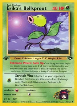 Erika's Bellsprout Gym Challenge Uncommon NM Pokemon 038/132 1st Edition - Image 1