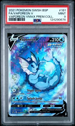 2021 POKEMON SWSH BLACK STAR PROMO #181 FULL ART/VAPOREON V PSA 9 - Image 1
