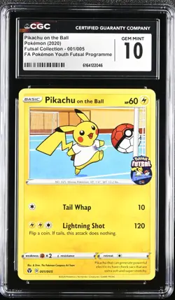 Pokemon Pikachu on the Ball Futsal Coll. Youth Futsal #001 CGC 10 Gem Mint - Image 1
