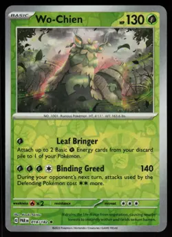 Wo-Chien 018/182 Rare Paradox Rift Pokemon Reverse Holo Near Mint - Image 1
