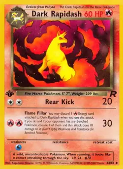 Dark Rapidash Team Rocket Uncommon NM Pokemon 44/82 1st Edition - Image 1