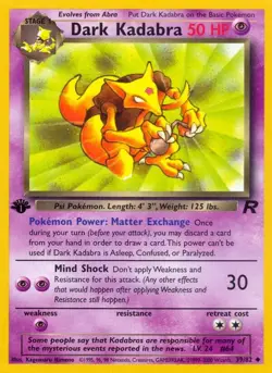 Dark Kadabra Team Rocket Uncommon NM Pokemon 39/82 1st Edition - Image 1