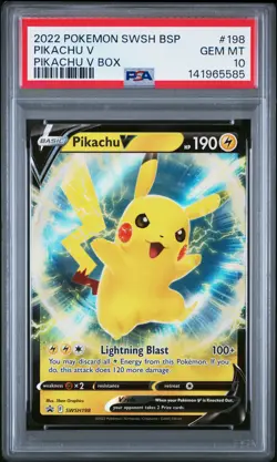 2022 POKEMON SWSH BLACK STAR PROMO PIKACHU V BOX #198 PIKACHU V PSA 10 - Image 1