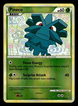 Pineco 63/90 Reverse Holo HGSS Undaunted Pokemon Card - Image 1