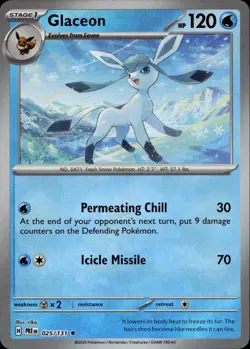 GLACEON (POKE BALL PATTERN) 025/131 RARE SV: PRISMATIC EVOLUTIONS POKEMON NM/M - Image 1