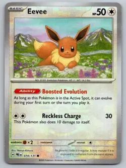 Eevee 074/131 Common Prismatic Evolutions Pokemon Reverse Holo Near Mint - Image 1