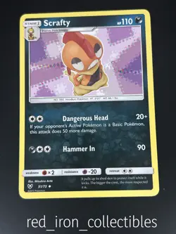 Scrafty 51/73 Uncommon Shining Legends Sun & Moon Pokemon Card NM - Image 1