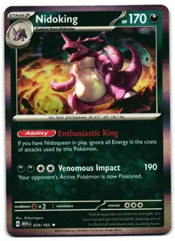 Nidoking 034/165 - 🌊 151 Rare Pokemon TCG Holo 🖤 - LP - Image 1