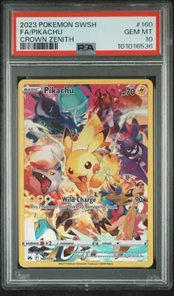 2023 POKEMON SWORD & SHIELD CROWN ZENITH #160 FULL ART/PIKACHU PSA 10 - Image 1