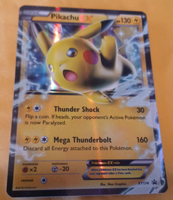 Pokemon TCG Pikachu EX XY174 Black Star Promo Holo English 2016 Moderate Play - Image 1