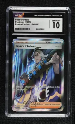Boss's Orders Ultra Rare Pokemon SV02: Paldea Evolved CGC 10 Gem Mint - Image 1