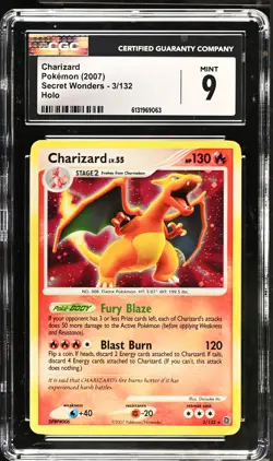 CGC 9 MINT Charizard 3/132 Holo Secret Wonders Pokemon Card - Image 1
