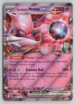 TEAM ROCKET'S MEWTWO EX 081/182 DOUBLE RARE DESTINED RIVALS POKEMON NM - Image 1