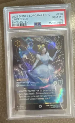 Disney Lorcana PSA 10 Cinderella - Dream Come True Enchanted Foil #236 - Image 1