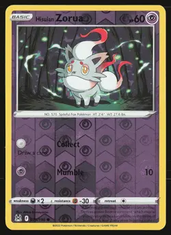 SWSH11: Lost Origin Hisuian Zorua #075/196 Reverse Holo Pokemon Card - Image 1