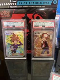 Red Challenge Unbroken Bonds PSA 10 / Blue’s Tactics Unified Minds Pokemon PSA 9 - Image 1