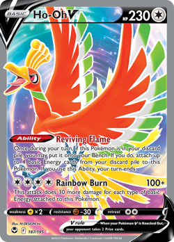 Ho-Oh V 187/195 Ultra Rare Silver Tempest Pokemon Holo Near Mint - Image 1