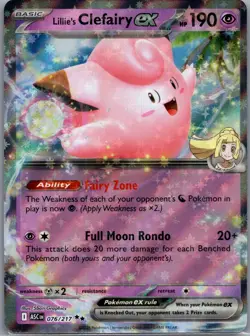 Lillie's Clefairy ex 076/217 Double Rare Ascended Heroes Pokemon Holo Near Mint - Image 1