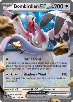 Bombirdier ex 156/182 Double Rare Paradox Rift Pokemon Holo Near Mint - Image 1