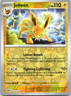 Jolteon 135/165 Rare 151 Pokemon Reverse Holo Near Mint - Image 1