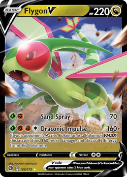 Flygon V 106/172 Holo V Rare Brilliant Stars Pokemon Holo Near Mint - Image 1