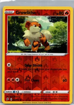 Growlithe 027/192 Common Rebel Clash Pokemon Reverse Holo Lightly Played - Image 1