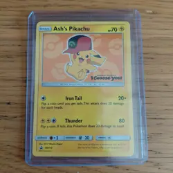 Pokemon – Sun & Moon Promo - Ash’s Pikachu (SM110) – LP-MP - Inc. Toploader - Image 1