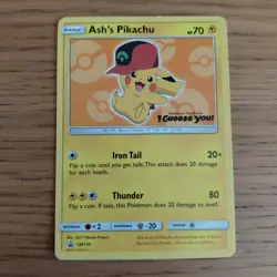 Pokemon – Sun & Moon Promo - Ash’s Pikachu (SM110) – LP-MP - Inc. Toploader - Image 3