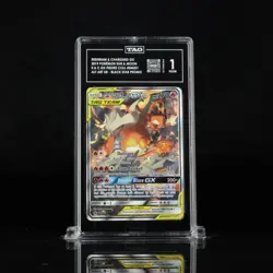 2019 POKEMON SM BLACK STAR PROMO #SM201 FULL ART/RESHIRAM & CHARIZARD GX TAG 1 - Image 1