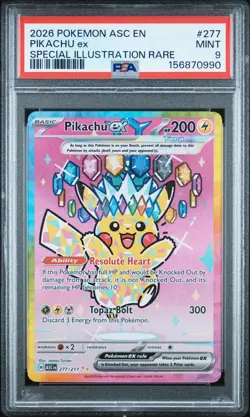 2026 Pokemon Ascended Heroes Pikachu ex Special Illustration Rare PSA 9 #277/217 - Image 1