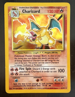 1999 Pokemon Base Set Charizard 4/102 Holo Rare Unlimited Raw WOTC LP - Image 1