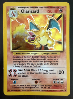 1999 Pokemon Base Set Charizard 4/102 Holo Rare Unlimited Raw WOTC LP - Image 3
