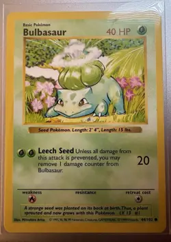 1999 Pokemon Base Set Shadowless Bulbasaur 44/102 WOTC Vintage - Image 1