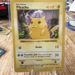 Wizards of the Coast Base Set 1999 Pikachu 58/102 Shadowless [Yellow Cheeks] LP - Image 1