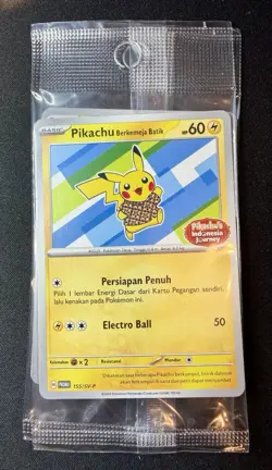 2024 Pokemon Indonesia Pikachu Campaign Pikachu Berkemeja Batik Promo #155/SV-P - Image 1