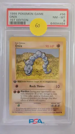1999 POKEMON GAME ONIX PSA 8 BASE SET 1ST EDITION - Image 1