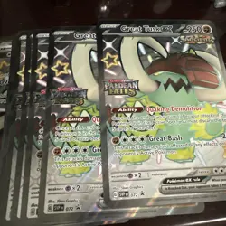 LOT OF (22 Great Tusk ex - 072 (Paldean Fates Stamped) 072 Jumbo Cards Holo - Image 1