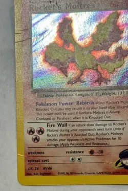 **Pokemon Team Rocket Rocket's Moltres Holo Rare 12/132 Vintage WOTC MP/HP Creas - Image 5