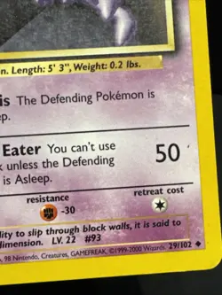 Pokemon TCG Haunter Base Set 29/102 Regular 1999-2000 Wizards Base Set Copyright - Image 2