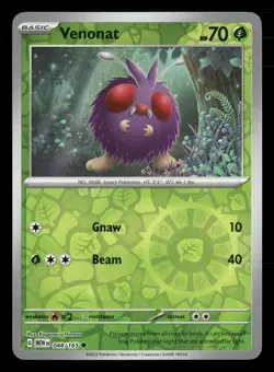 Venonat 048/165 Common 151 Pokemon Reverse Holo Lightly Played - Image 1