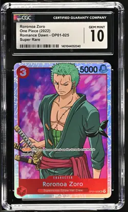 2022 One Piece Romance Dawn Roronoa Zoro #OP01-025 CGC 10 - Image 1