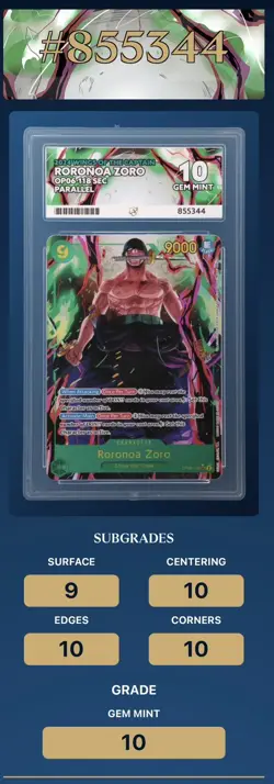One Piece TCG Roronoa Zoro CCG OP06-118 SEC Alt Art English ACE 10 - Image 4