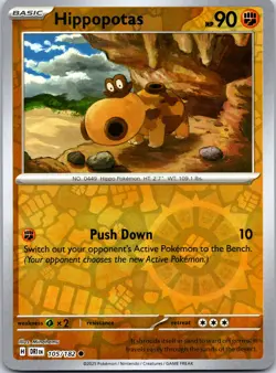 Pokemon TCG - Hippopotas Reverse Holo Common SV10: Destined Rivals 105/182 NM - Image 1